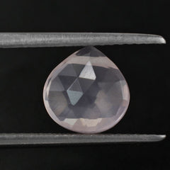 ROSE QUARTZ ROSE CUT BRIOLETTE HEART (SIDE DRILL) (SEMI-MILKY) (NICE COLOR) 8MM 1.81 Cts.