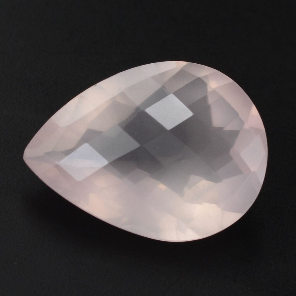 ROSE QUARTZ CHECKER CUT PEAR (SEMI-MILKY) (NICE COLOR) 20X15MM 13.08 Cts.