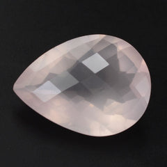 ROSE QUARTZ CHECKER CUT PEAR (SEMI-MILKY) (NICE COLOR) 20X15MM 13.08 Cts.