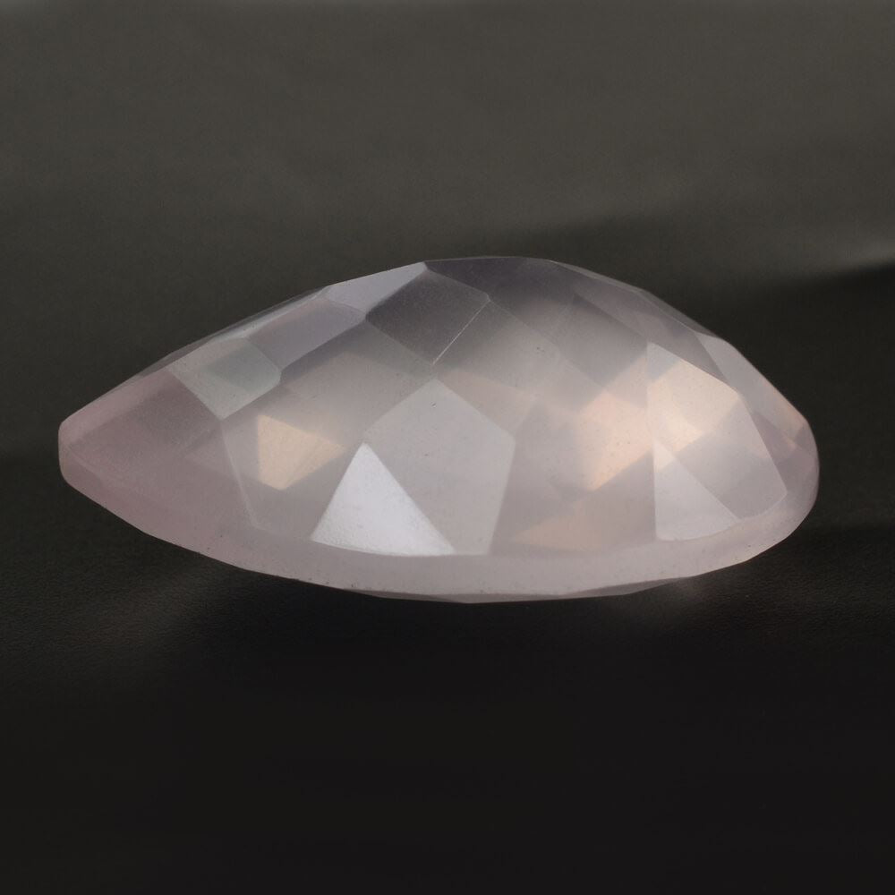 ROSE QUARTZ CHECKER CUT PEAR (SEMI-MILKY) (NICE COLOR) 20X15MM 13.08 Cts.