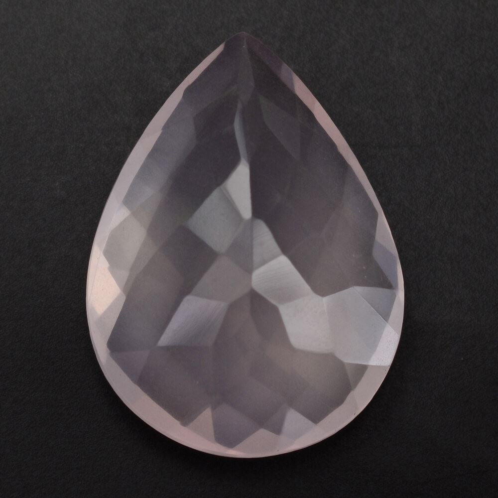 ROSE QUARTZ CHECKER CUT PEAR (SEMI-MILKY) (NICE COLOR) 20X15MM 13.08 Cts.