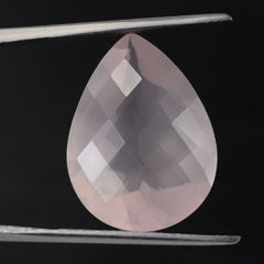 ROSE QUARTZ CHECKER CUT PEAR (SEMI-MILKY) (NICE COLOR) 20X15MM 13.08 Cts.