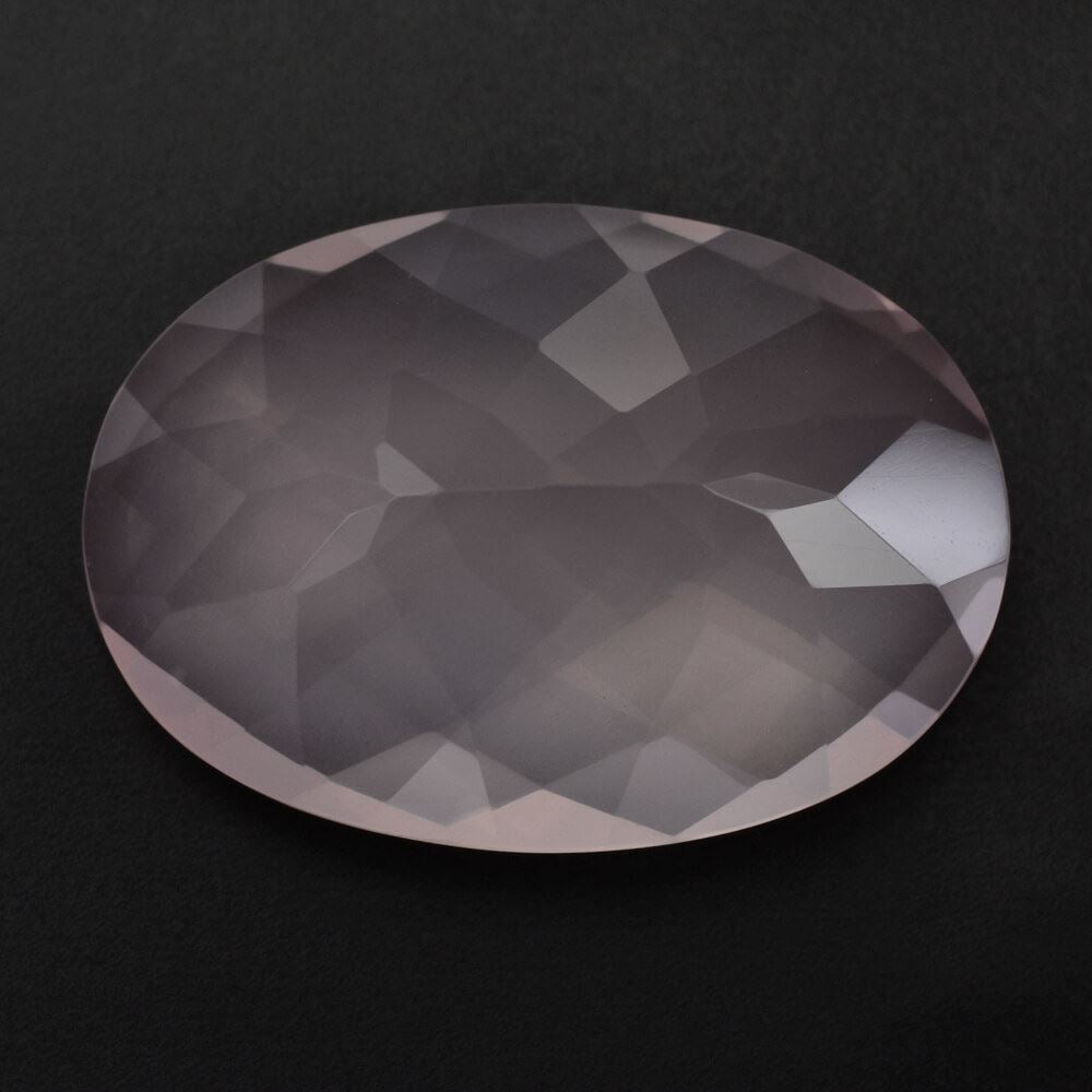 ROSE QUARTZ CHECKER CUT OVAL (SEMI-MILKY) (NICE COLOR) 23X16MM 17.62 Cts.