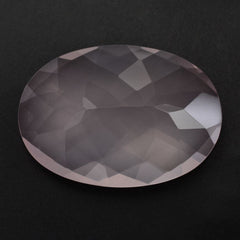 ROSE QUARTZ CHECKER CUT OVAL (SEMI-MILKY) (NICE COLOR) 23X16MM 17.62 Cts.