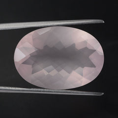 ROSE QUARTZ CHECKER CUT OVAL (SEMI-MILKY) (NICE COLOR) 23X16MM 17.62 Cts.