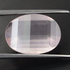 ROSE QUARTZ STEP CUT OVAL TRANSPARENT NICE 18X13MM 8.59 Cts.