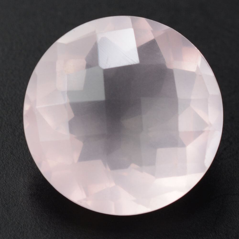 ROSE QUARTZ CHECKER CUT ROUND (SEMI-MILKY) (NICE COLOR) 15MM 10.03 Cts.