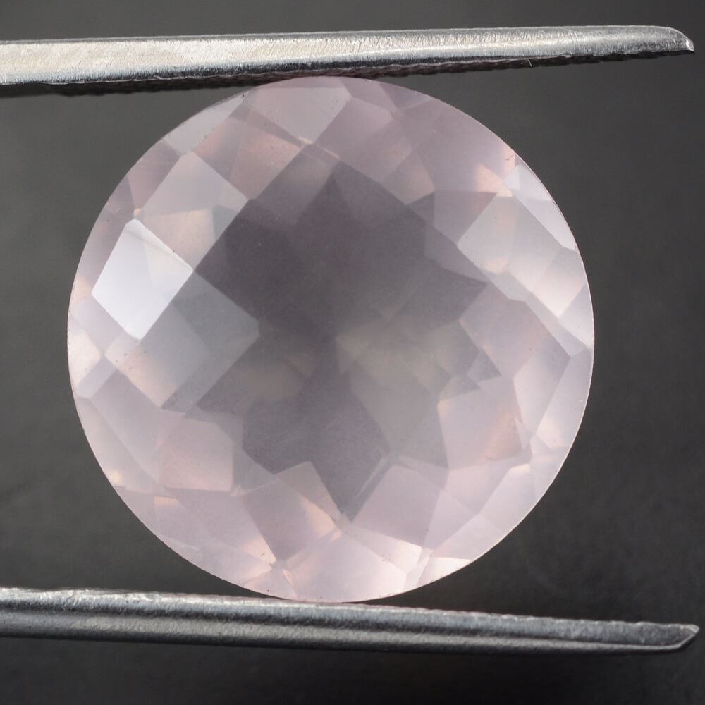 ROSE QUARTZ CHECKER CUT ROUND (SEMI-MILKY) (NICE COLOR) 15MM 10.03 Cts.
