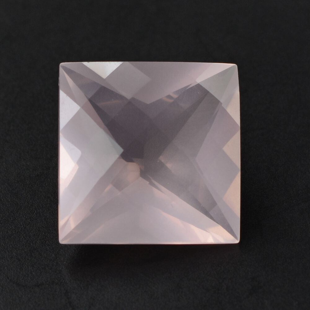 ROSE QUARTZ CHECKER TOP PRINCESS CUT BACK SQUARE (SEMI-MILKY) (NICE COLOR) 12MM 7.11 Cts.