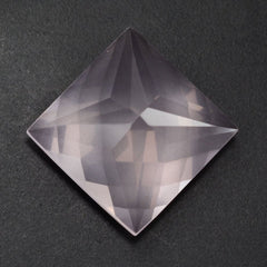 ROSE QUARTZ CHECKER TOP PRINCESS CUT BACK SQUARE (SEMI-MILKY) (NICE COLOR) 12MM 7.11 Cts.
