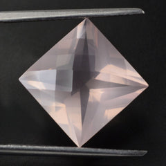 ROSE QUARTZ CHECKER TOP PRINCESS CUT BACK SQUARE (SEMI-MILKY) (NICE COLOR) 12MM 7.11 Cts.