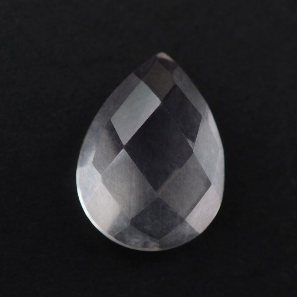 ROSE QUARTZ CHECKER PEAR CAB TRANSPARENT (MEDIUM) 8X6MM 1.18 Cts.