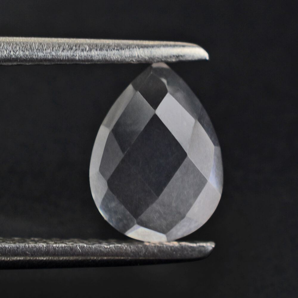 ROSE QUARTZ CHECKER PEAR CAB TRANSPARENT (MEDIUM) 8X6MM 1.18 Cts.