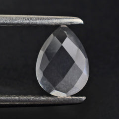 ROSE QUARTZ CHECKER PEAR CAB TRANSPARENT (MEDIUM) 8X6MM 1.18 Cts.