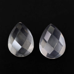 ROSE QUARTZ CHECKER PEAR CAB TRANSPARENT (MEDIUM) 8X6MM 1.18 Cts.