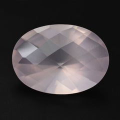 ROSE QUARTZ CHECKER TOP DIAMOND CUT BACK OVAL (SEMI-MILKY) (NICE COLOR) 18X13MM 9.93 Cts.