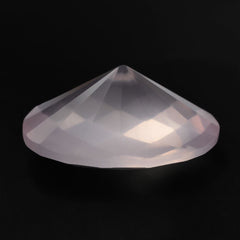 ROSE QUARTZ CHECKER TOP DIAMOND CUT BACK OVAL (SEMI-MILKY) (NICE COLOR) 18X13MM 9.93 Cts.