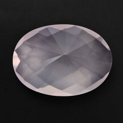 ROSE QUARTZ CHECKER TOP DIAMOND CUT BACK OVAL (SEMI-MILKY) (NICE COLOR) 18X13MM 9.93 Cts.