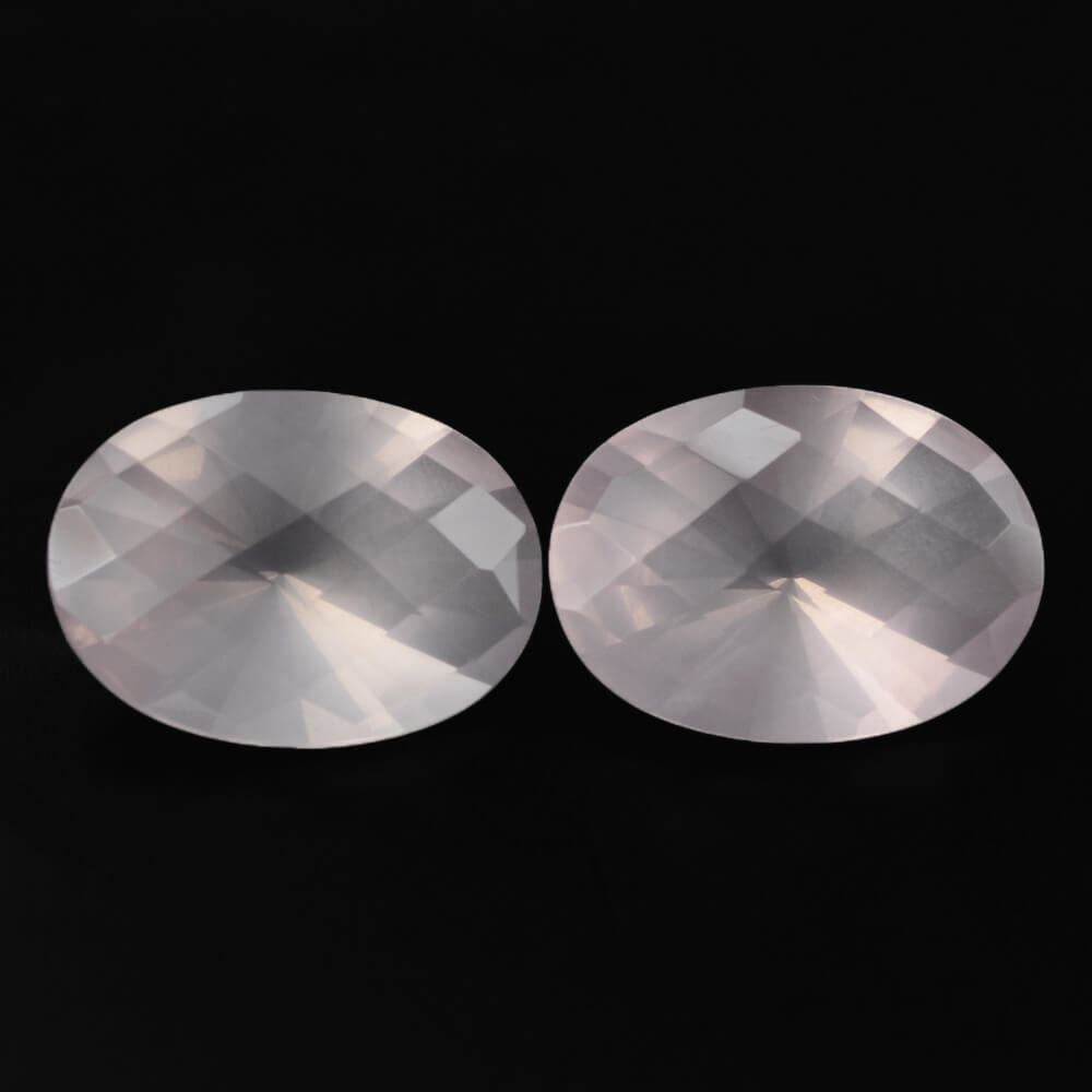 ROSE QUARTZ CHECKER TOP DIAMOND CUT BACK OVAL (SEMI-MILKY) (NICE COLOR) 18X13MM 9.93 Cts.