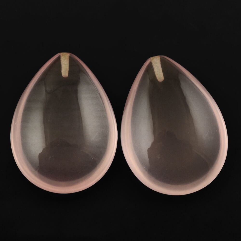 ROSE QUARTZ LENTIL PEAR (HALF DRILL) TRANSPARENT NICE 20X15MM 12.79 Cts.