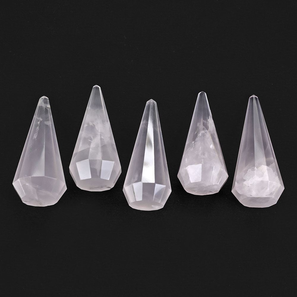 ROSE QUARTZ LONG FACETED DROPS 35X15MM 39.98 Cts.