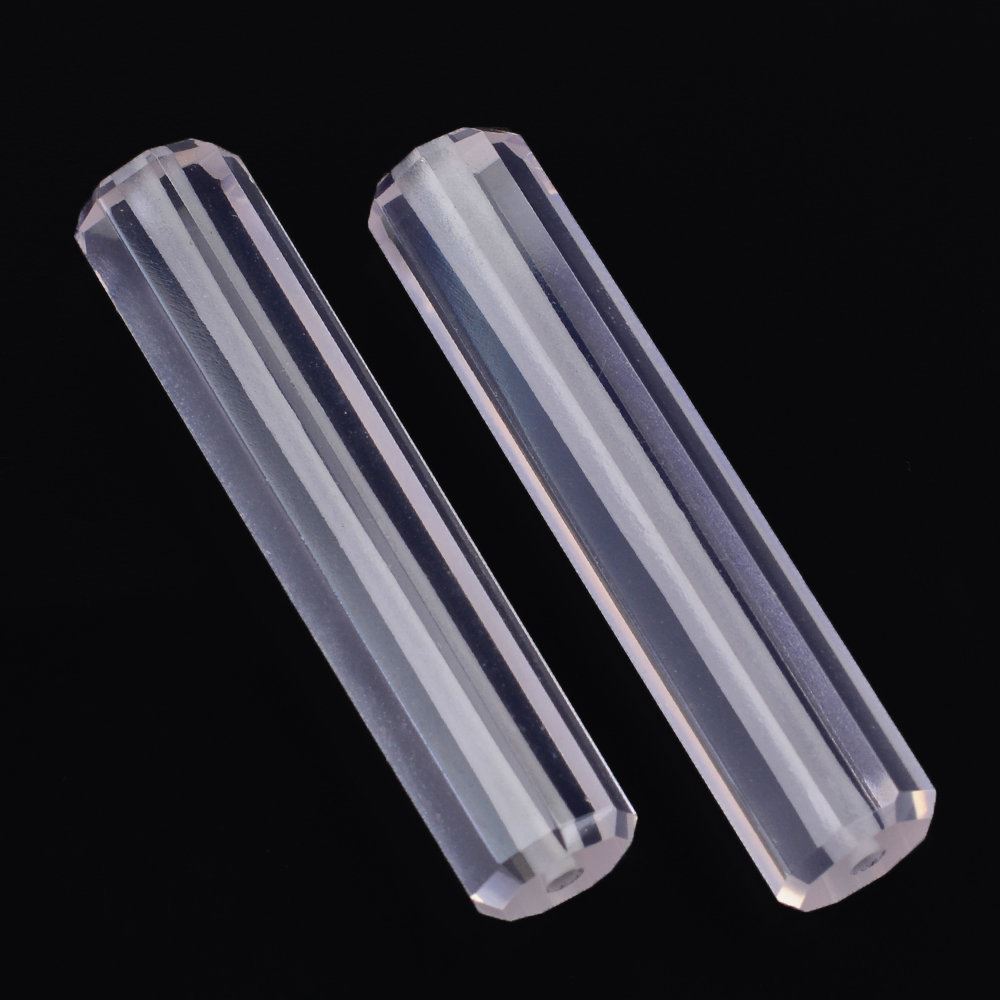 ROSE QUARTZ STEP CUT BARREL (FULL DRILL 1MM) 34X7MM 17.25 Cts.