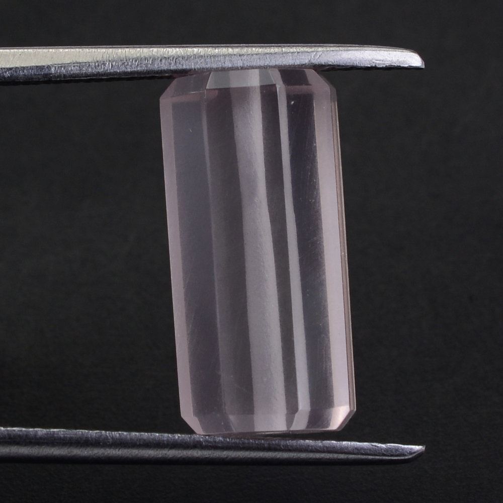 ROSE QUARTZ STEP CUT BARREL (FULL DRILL 1MM) (SI) 14.50X7MM 7.50 Cts.