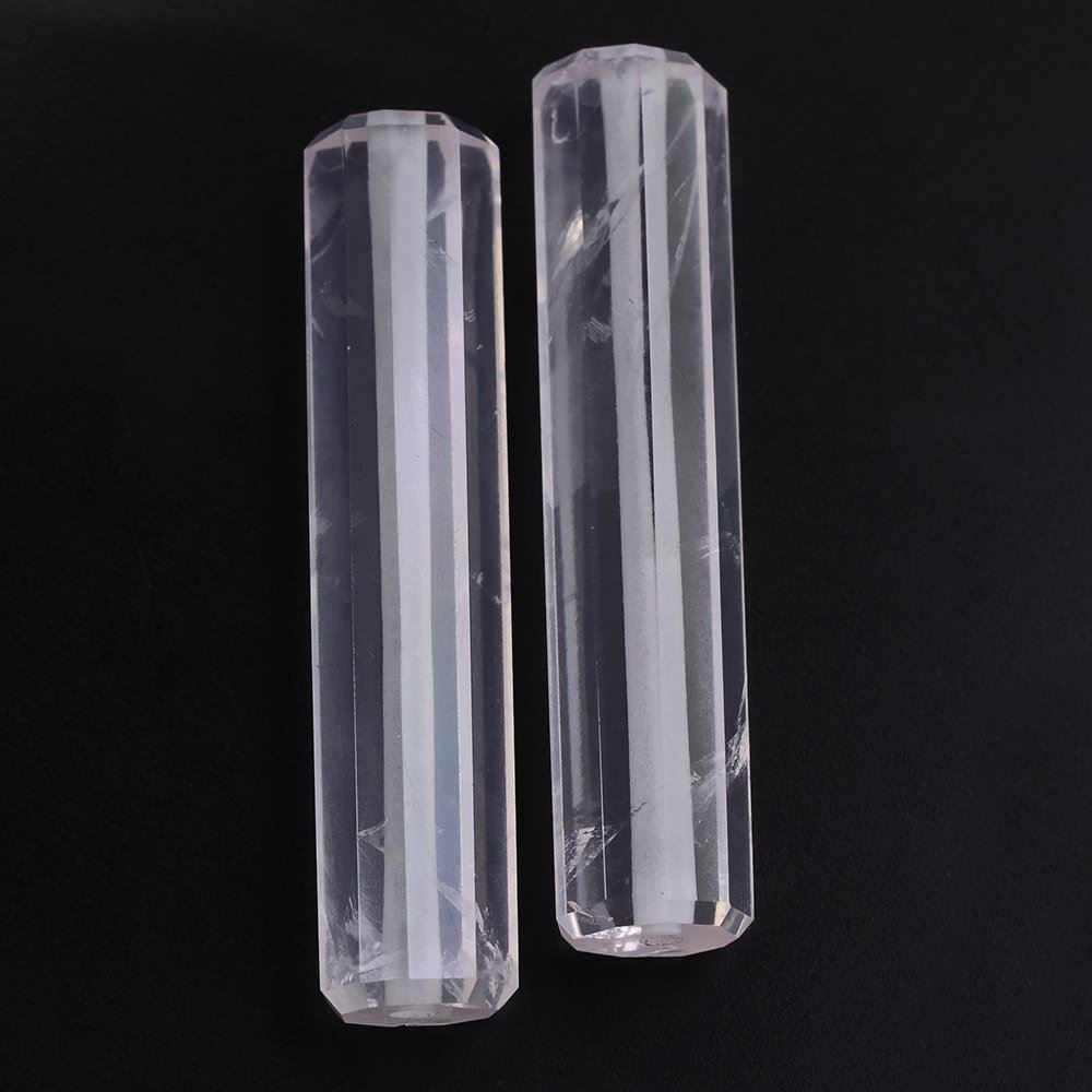 ROSE QUARTZ STEP CUT BARREL (FULL DRILL 1MM) (HI) 34X7MM 17.30 Cts.