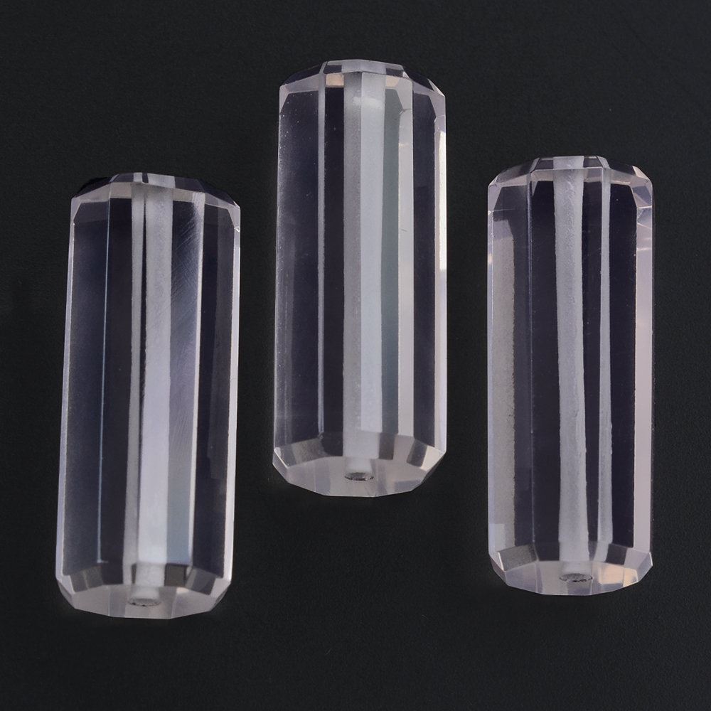 ROSE QUARTZ STEP CUT BARREL (FULL DRILL 1MM) 20X8MM 13.13 Cts.