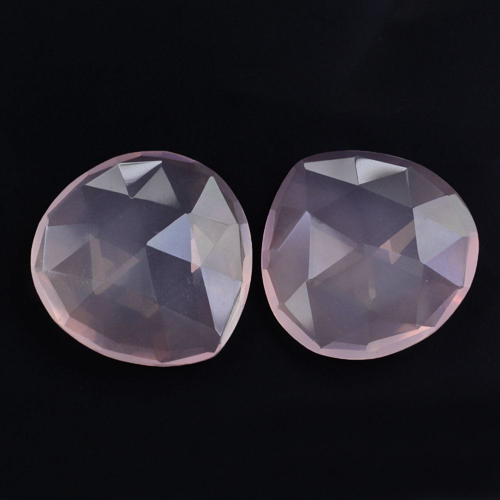ROSE QUARTZ ROSE CUT BRIOLETTE PEAR 22MM 17.00 Cts.