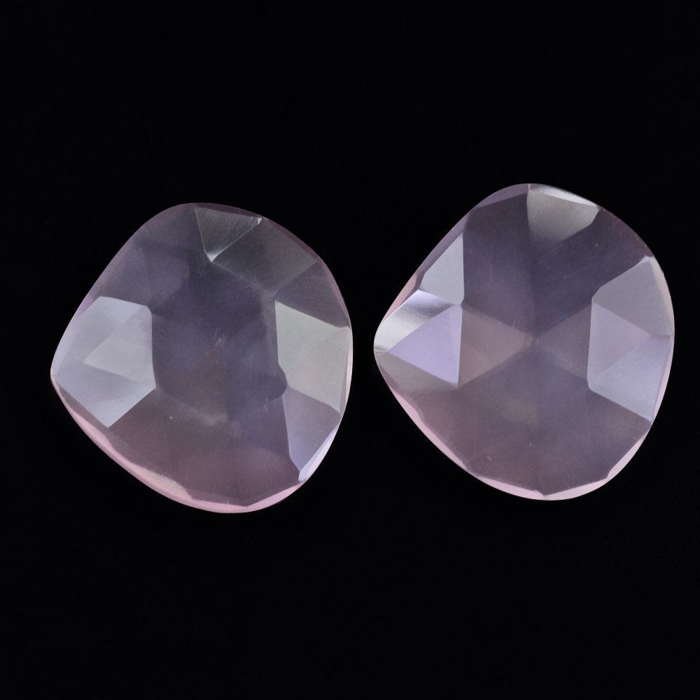 ROSE QUARTZ ROSE CUT BRIOLETTE IRREGULAR HEART 15X14MM 4.76 Cts.