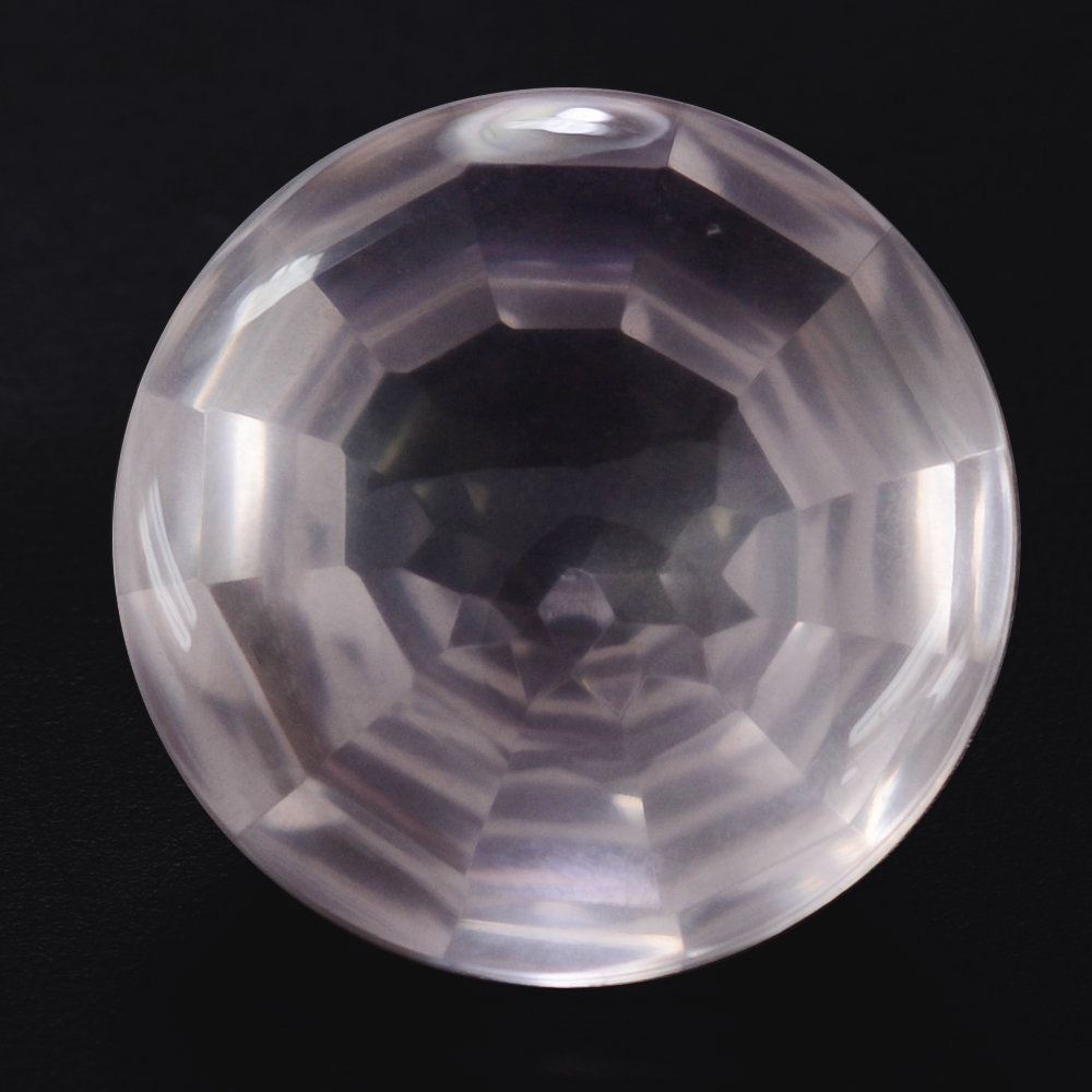 ROSE QUARTZ BUFFTOP CONCAVE STEP CUT BACK ROUND (DES#47) 15MM 10.80 Cts.