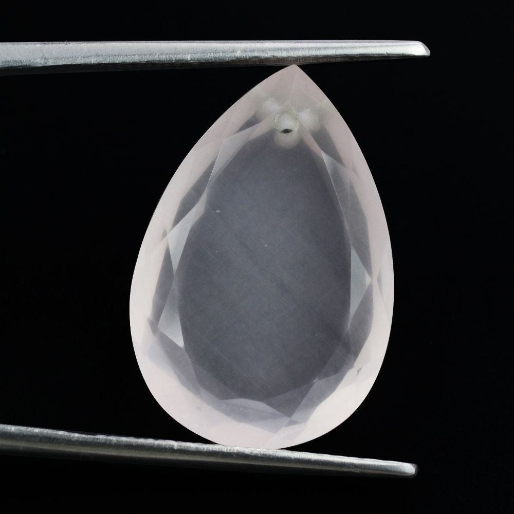 ROSE QUARTZ BOTH SIDE TABLE CUT PEAR (FULL DRILL) 22X15MM 13.85 Cts.