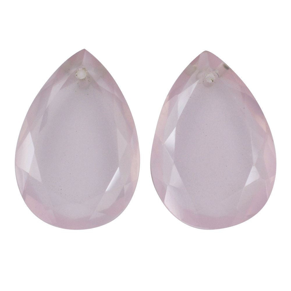 ROSE QUARTZ BOTH SIDE TABLE CUT PEAR (FULL DRILL) 22X15MM 13.85 Cts.