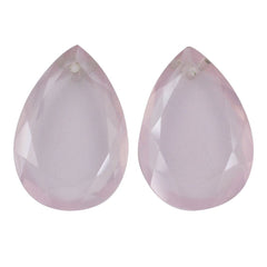 ROSE QUARTZ BOTH SIDE TABLE CUT PEAR (FULL DRILL) 22X15MM 13.85 Cts.