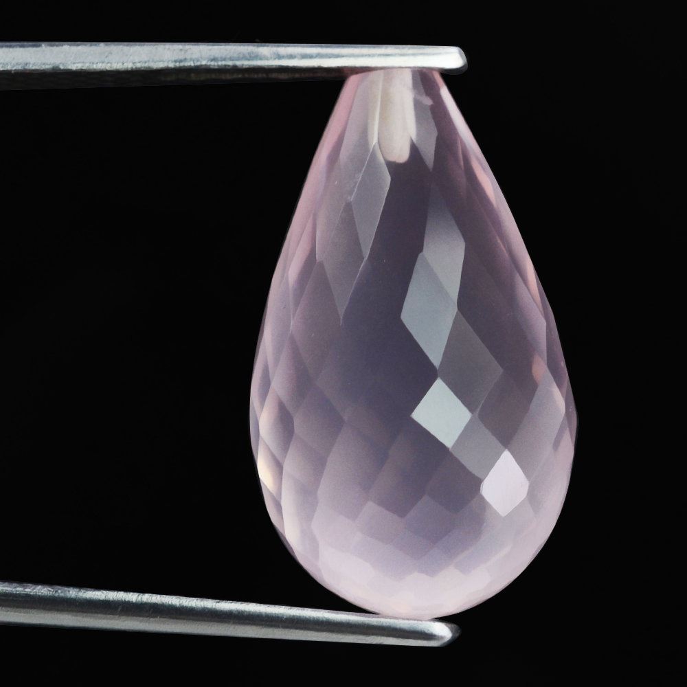 ROSE QUARTZ FACETED DROPS (HALF DRILL) 20X12MM 17.70 Cts.