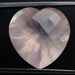 ROSE QUARTZ CHECKER CUT ON TOP BACK LAZER CUT HEART 15MM 9.65 Cts.