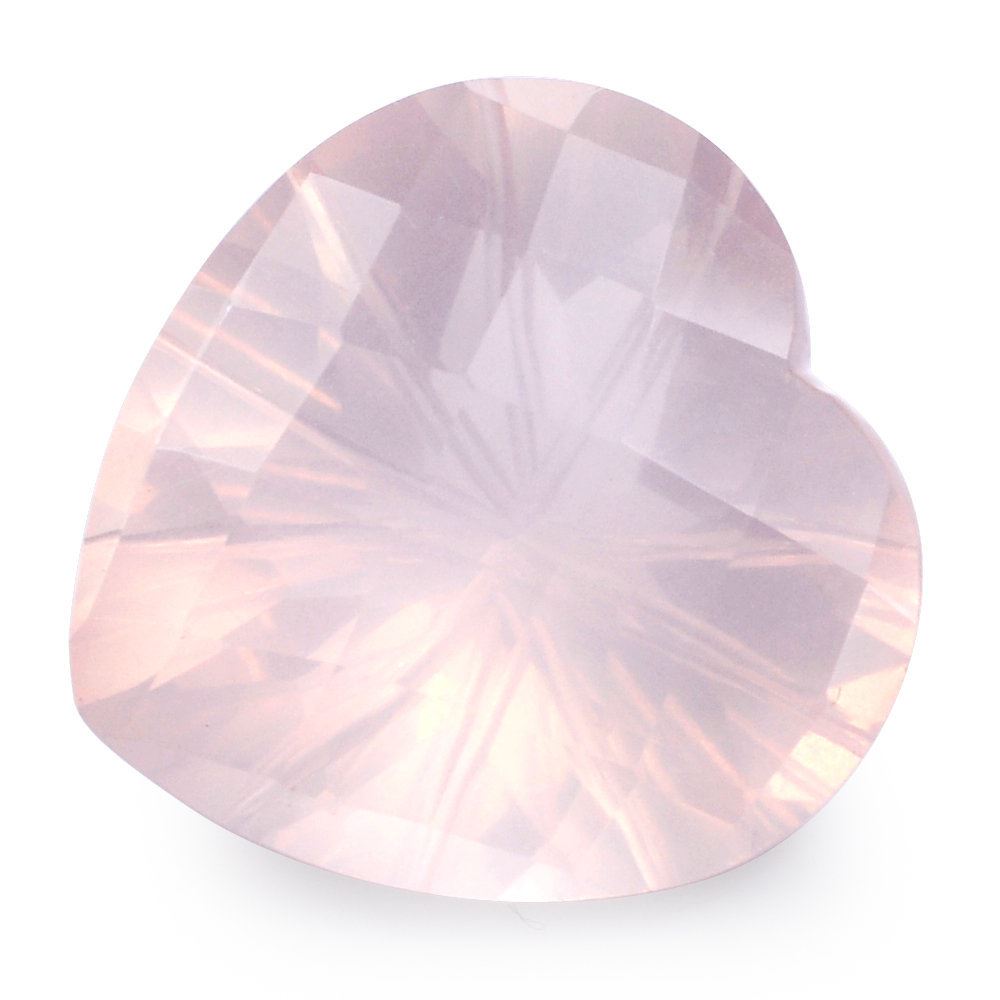 ROSE QUARTZ CHECKER CUT ON TOP BACK LAZER CUT HEART 15MM 9.65 Cts.