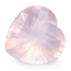 ROSE QUARTZ CHECKER CUT ON TOP BACK LAZER CUT HEART 15MM 9.65 Cts.