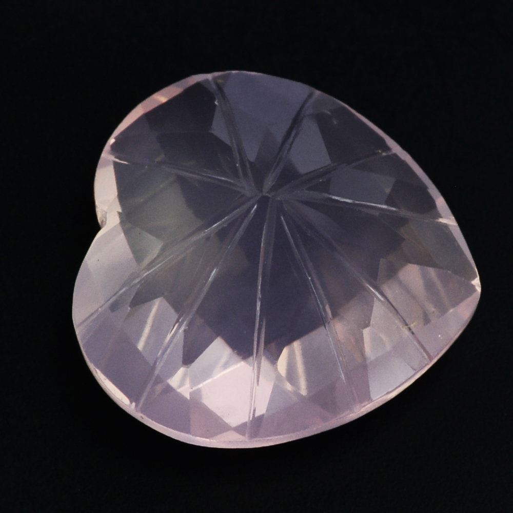ROSE QUARTZ CHECKER CUT ON TOP BACK LAZER CUT HEART 15MM 10.35 Cts.