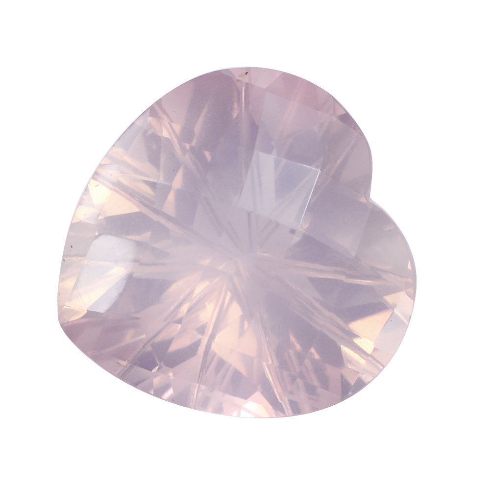 ROSE QUARTZ CHECKER CUT ON TOP BACK LAZER CUT HEART 15MM 10.35 Cts.