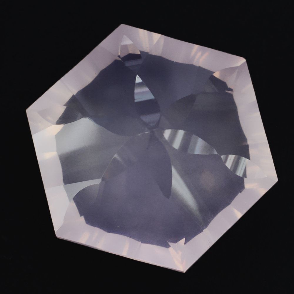 ROSE QUARTZ CONCAVE SPLENDOR CUT HEXAGON (DES#76) 16MM 14.29 Cts.