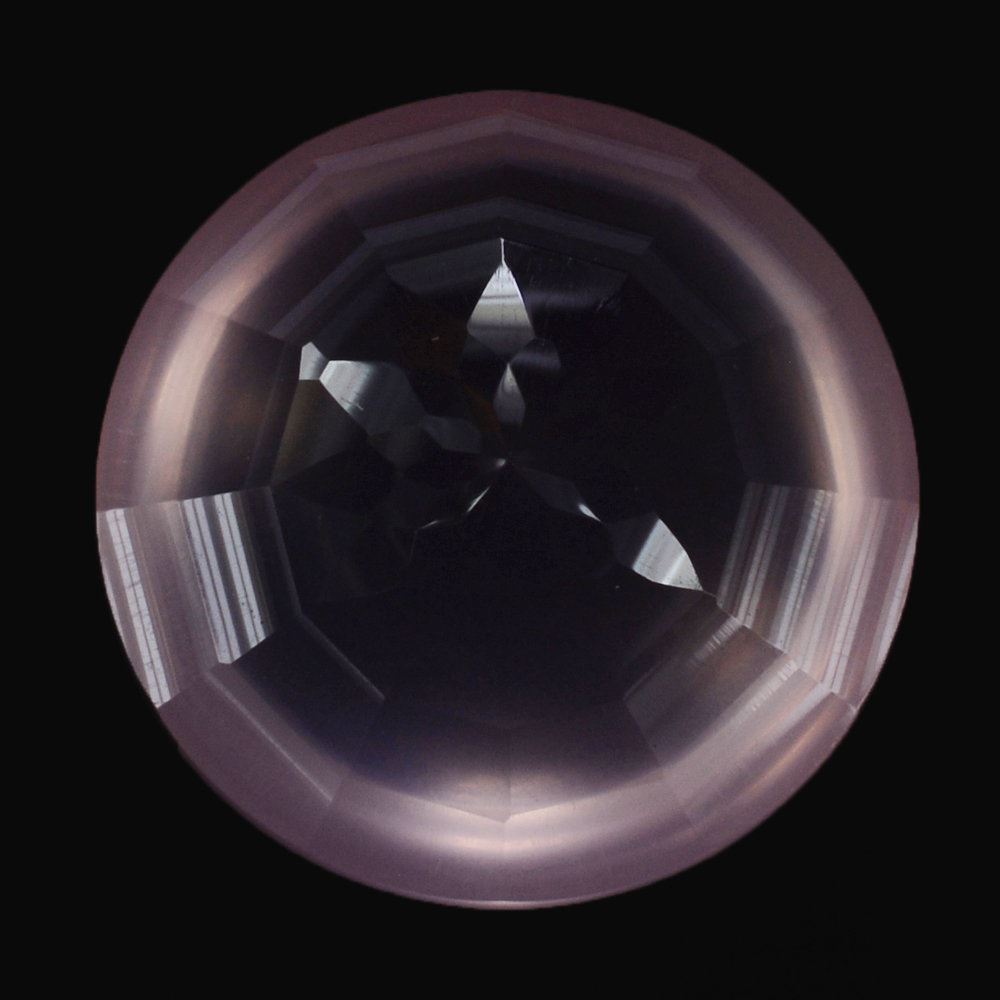 ROSE QUARTZ BUFFTOP CONCAVE STEP CUT BACK ROUND (DES#47) 14MM 10.30 Cts.