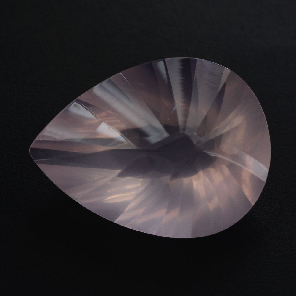 ROSE QUARTZ CONCAVE BRIOLETTE PEAR (DES#14) 16X12MM 6.79 Cts.