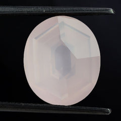 ROSE QUARTZ SWIRL CUT HEXAGON CONCAVE OVAL (DES#76) 14X12MM 6.13 Cts.