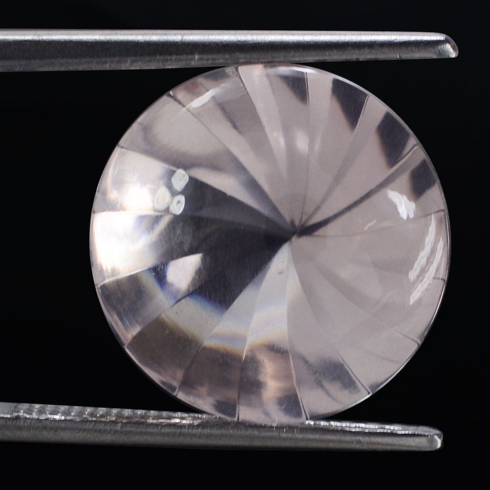 ROSE QUARTZ BUFFTOP ROUND WITH TWISTED CONCAVE (DES#31) 15MM 10.70 Cts.