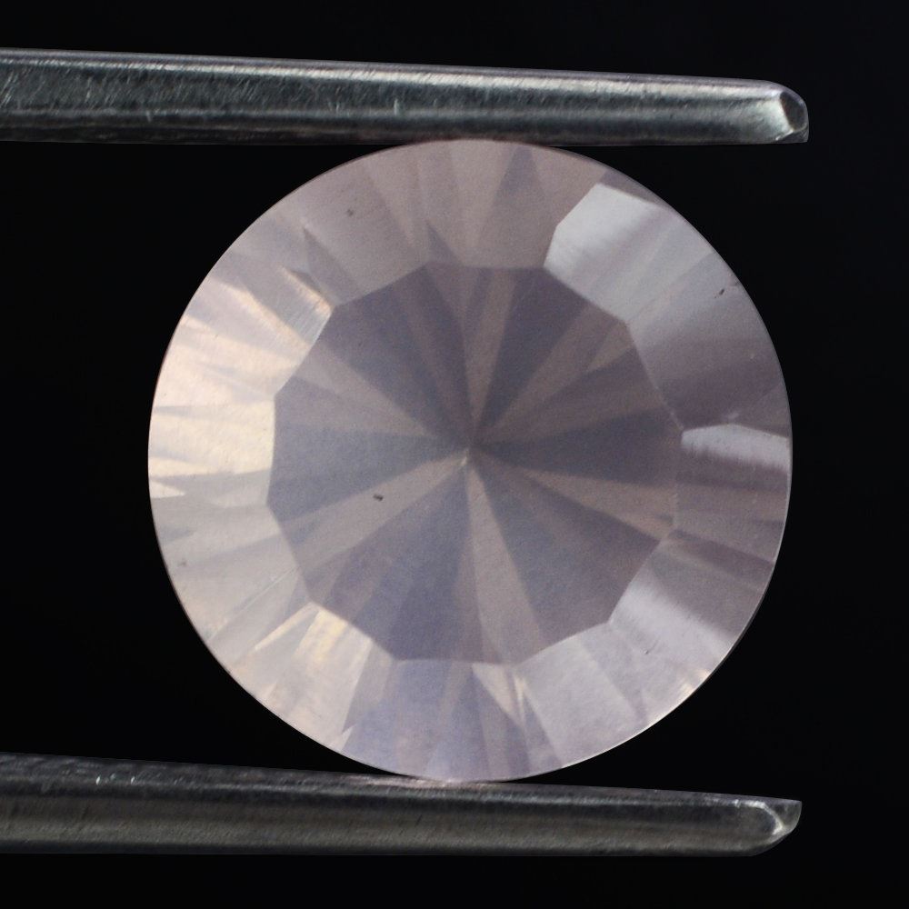 ROSE QUARTZ CONCAVE STRAIGHT FACET ROUND (DES#77) 10MM 3.10 Cts.