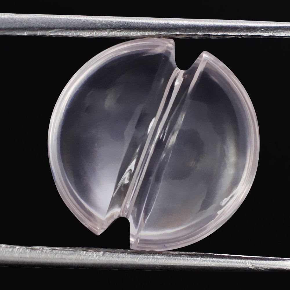 ROSE QUARTZ LENTIL ROUND WITH CARVED BELT (DES#25) 14MM 6.35 Cts.