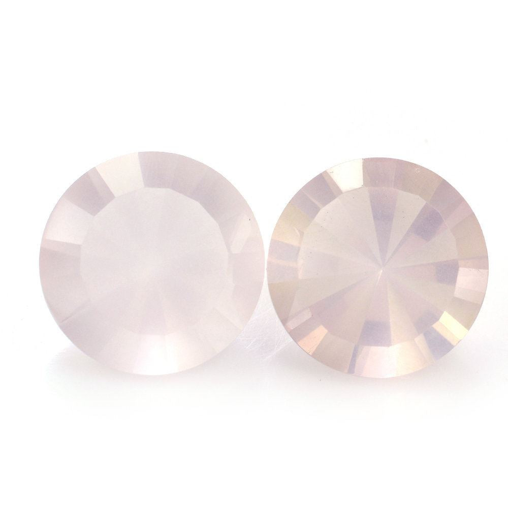 ROSE QUARTZ ROUND DIAMOND CUT WITH ONE FACET POLISH & ONE UNPOLISH (DES#29) 15MM 10.73 Cts.