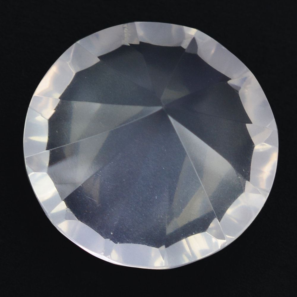 ROSE QUARTZ CONCAVE STRAIGHT FACET ROUND (DES#77) 14MM 8.59 Cts.